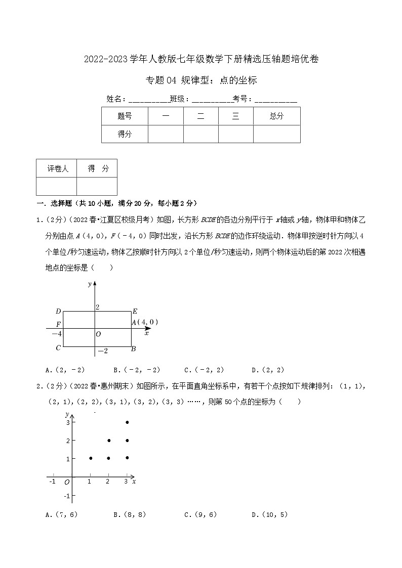 人教版七年级数学下册精选压轴题汇编培优卷专题04规律型：点的坐标(原卷版+解析)第1页