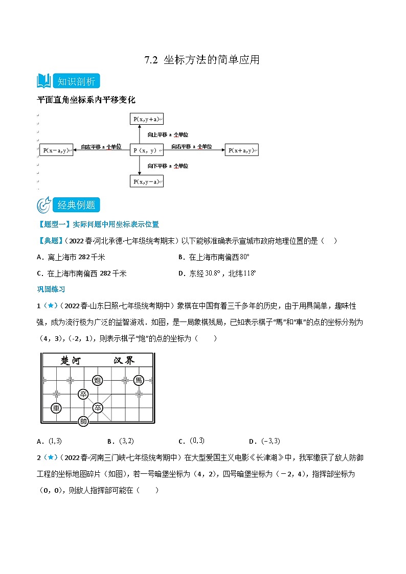 人教版七年级数学下册同步知识点剖析精品讲义7.2坐标方法的简单应用(原卷版+解析)第1页