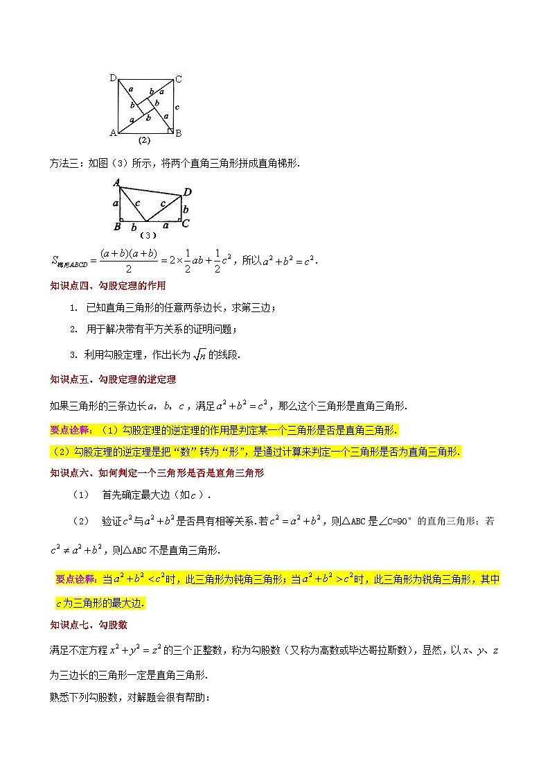人教版八年级数学下学期大串讲专题02勾股定理(知识串讲+热考题型+专题训练)(原卷版+解析)第2页