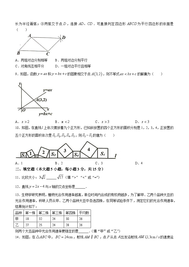 广东省江门市蓬江区2023-2024学年八年级下学期期末数学试题(无答案)第2页