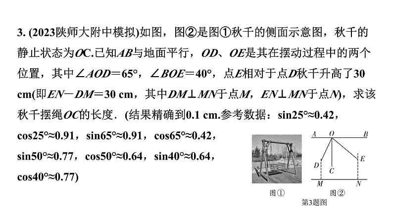 2024陕西中考数学二轮重点专题研究 微专题 常考锐角三角函数测量问题（课件）第6页