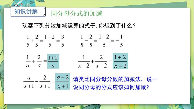 湘教数学八年级上册 1.4分式的加法和减法 PPT课件第3页