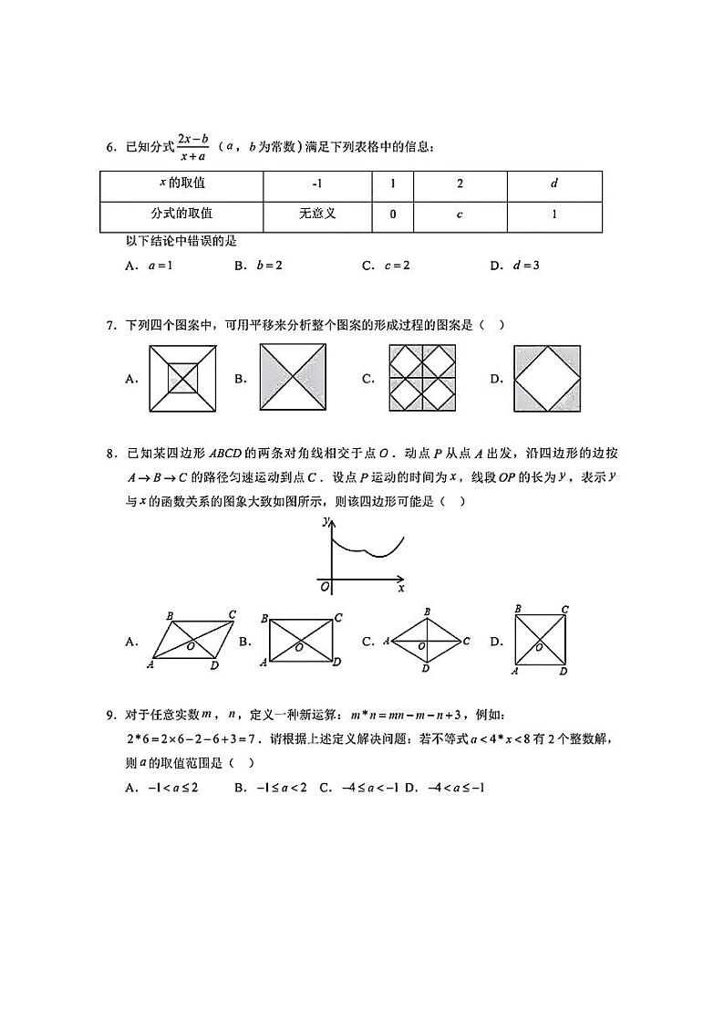 广东省深圳市罗湖区深圳中学初中部2023-2024学年八年级下学期期末考试数学试卷第2页