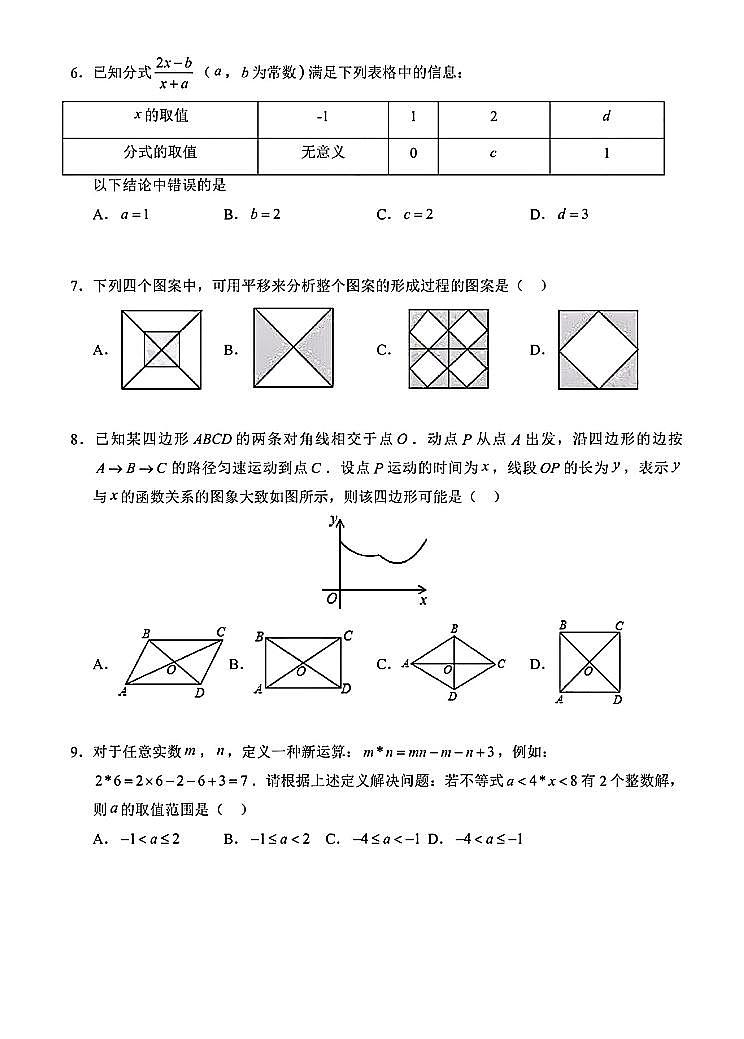 广东深圳罗湖区深圳中学初中部2024年八年级下学期期末考试数学试卷+答案02