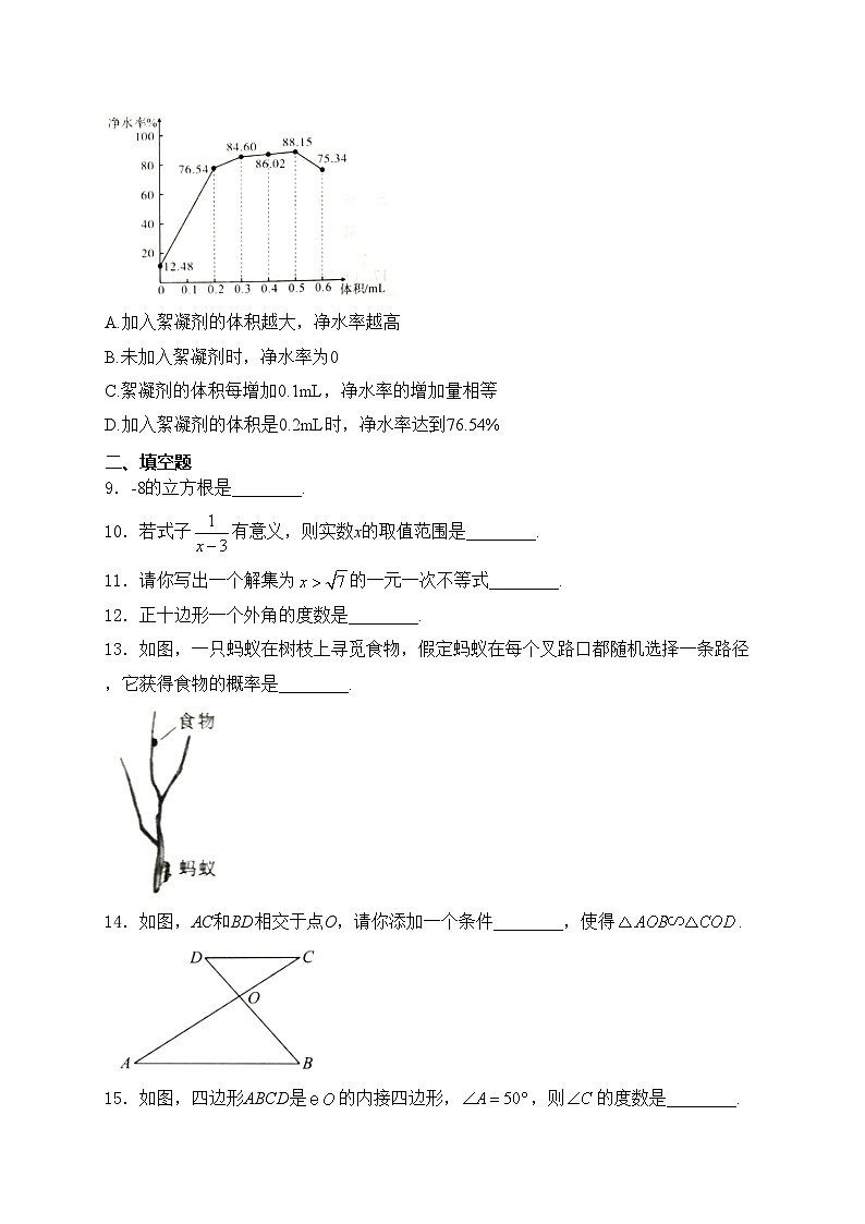 青海省2024届中考数学试卷(含答案)03