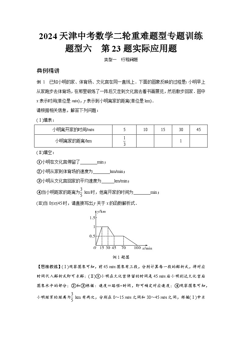 2024天津中考数学二轮重难题型专题训练 题型六  第23题实际应用题 (含答案)第1页
