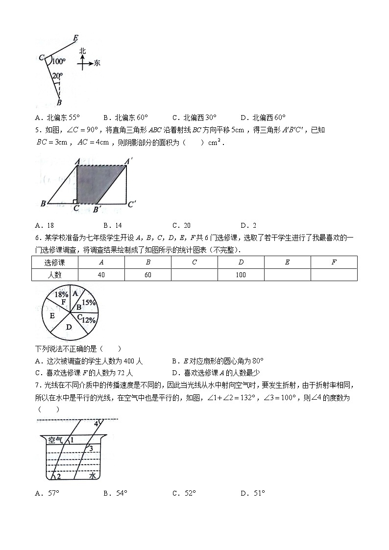山东省日照市五莲县2023-2024学年七年级下学期期末数学试题(无答案)02