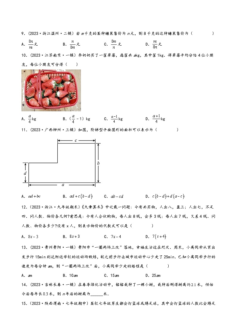 中考数学一轮大单元复习1.2整式及其运算知识点演练(讲练)(100题58页)(原卷版+解析)03