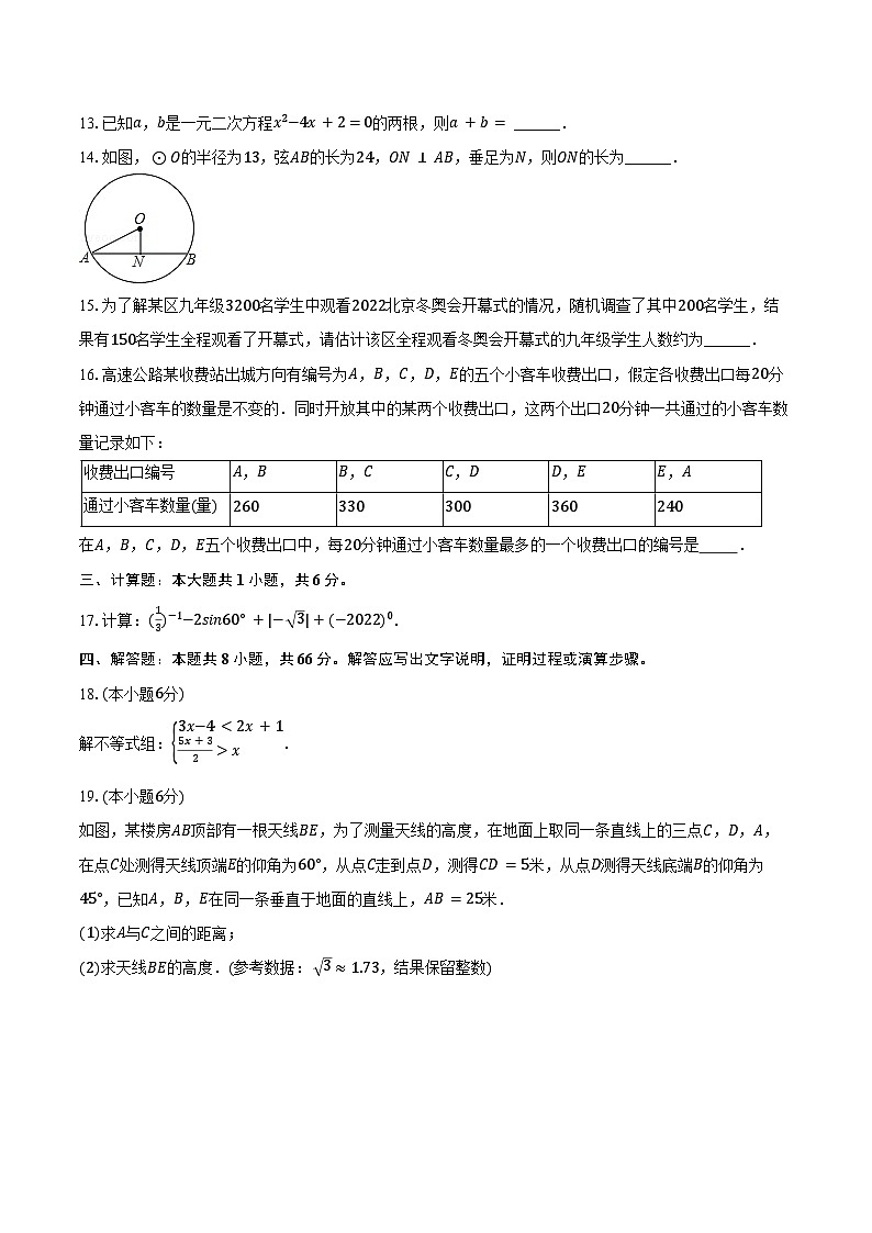 2024年湖南省长沙市开福区立信中学中考数学二模试卷（含解析）03