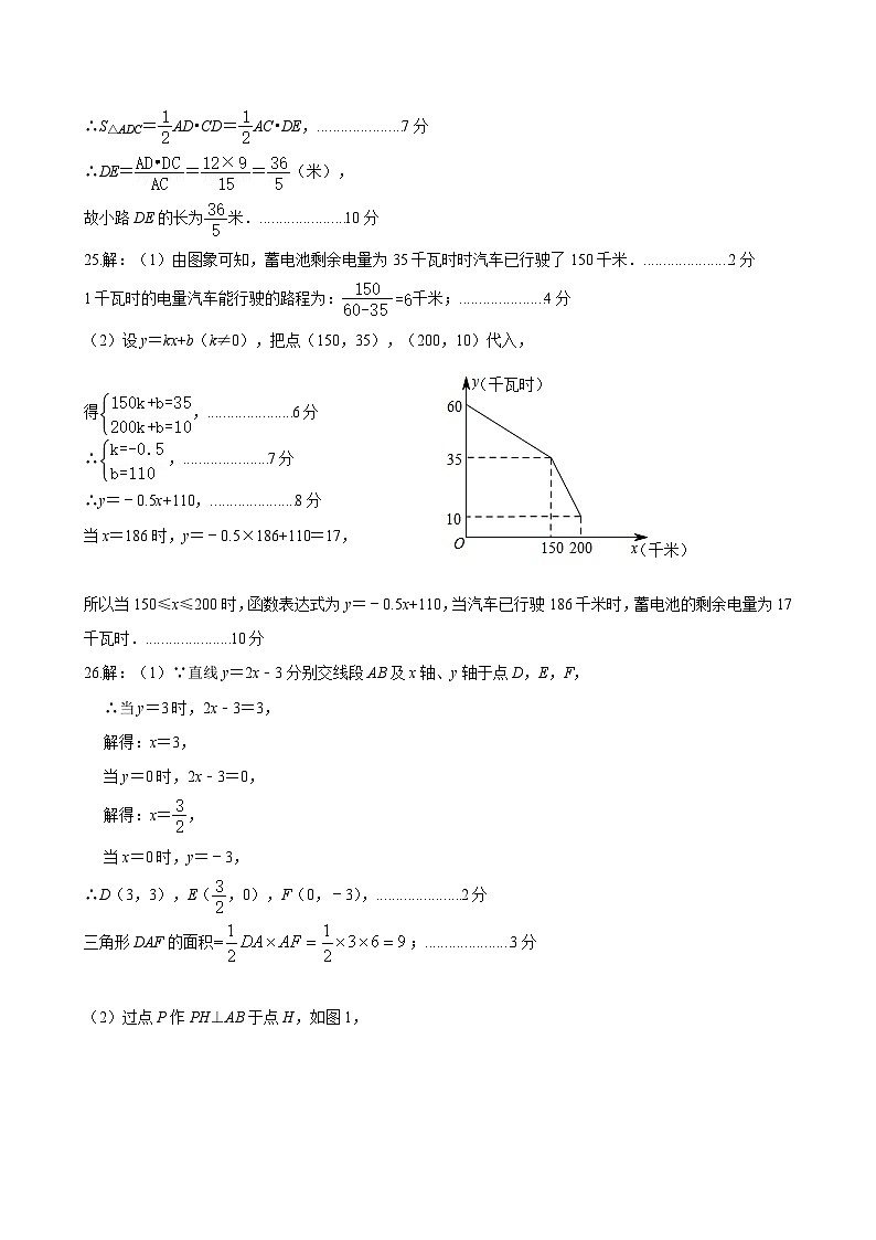 2024年春季期期末质量调研试题八年级数学参考答案第3页