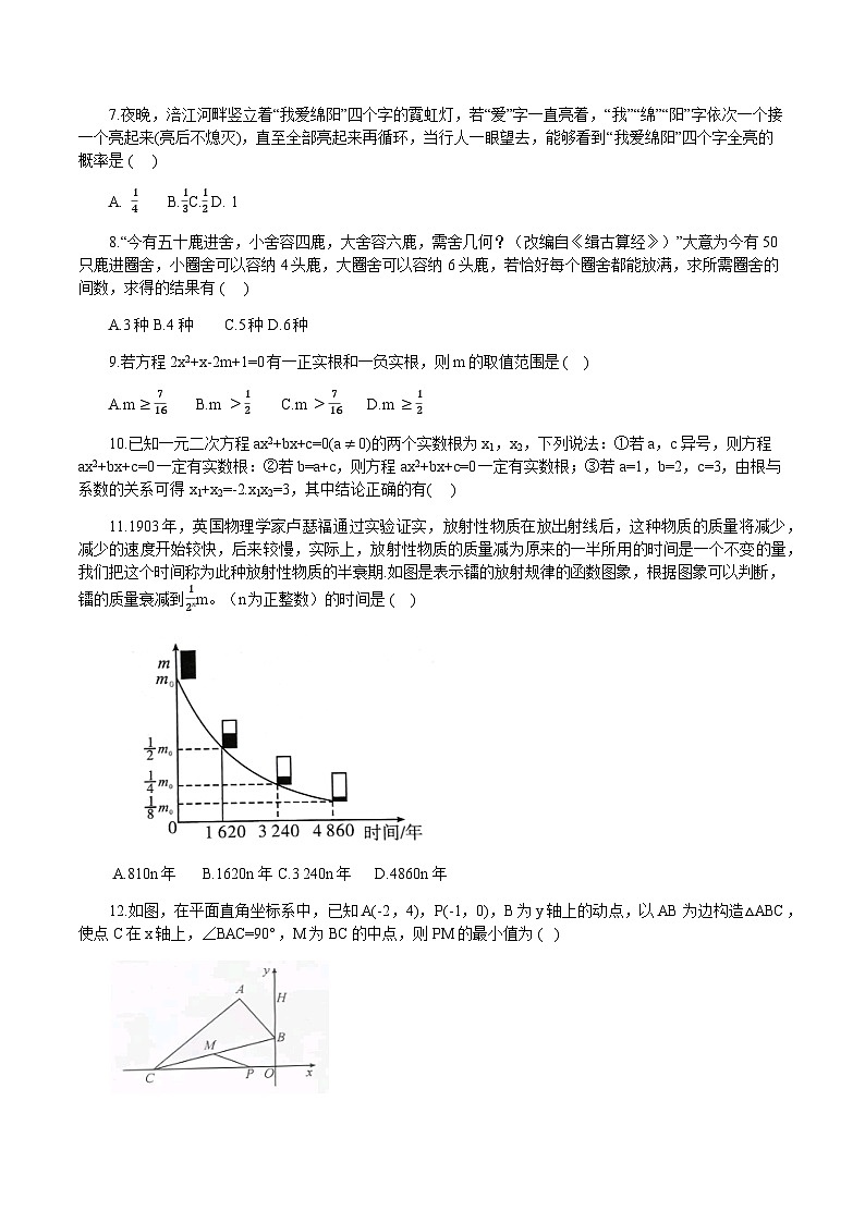 四川省绵阳市游仙区2024届九年级下学期中考模拟数学试卷(含答案)02