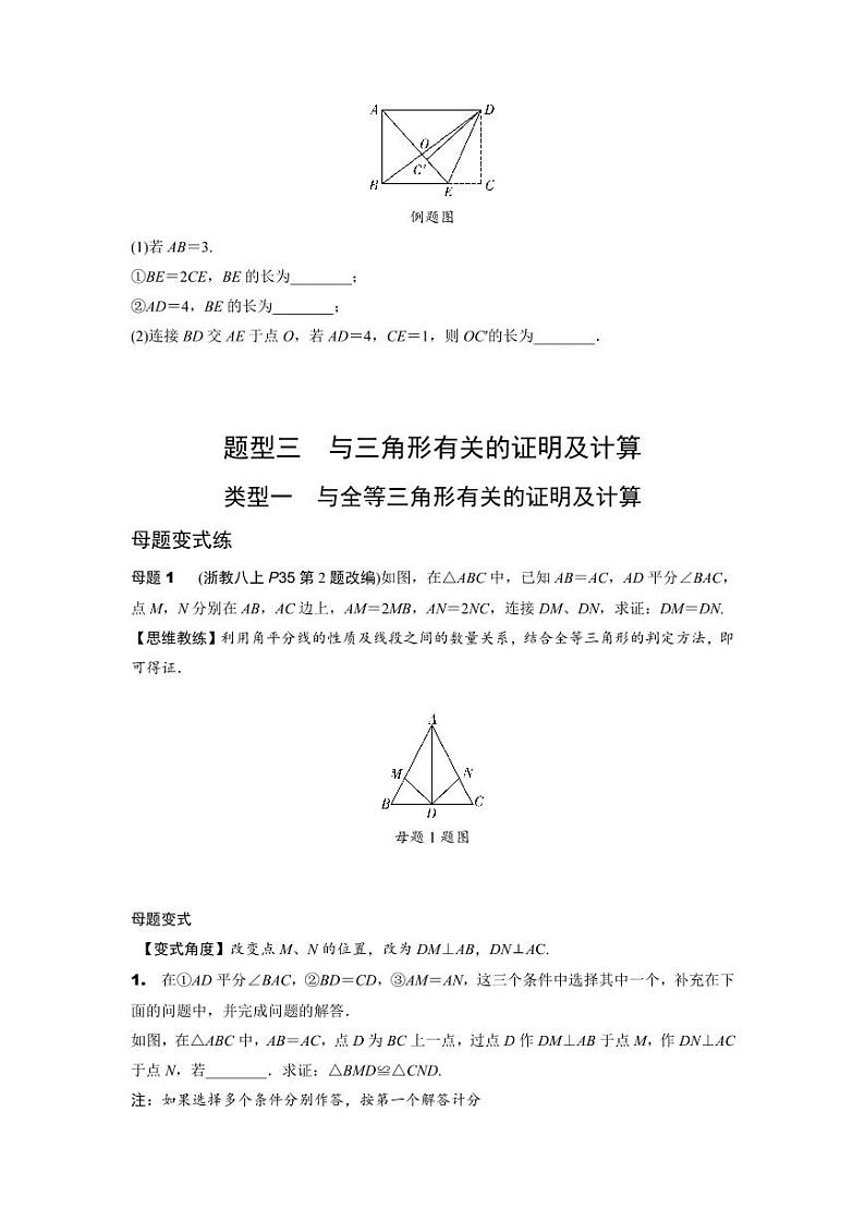 2024浙江中考数学二轮专题训练  中考重难题型研究  (含答案)第2页