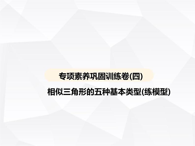 北师大版初中九年级数学上册专项素养巩固训练卷(四)相似三角形的五种基本类型(练模型)课件01