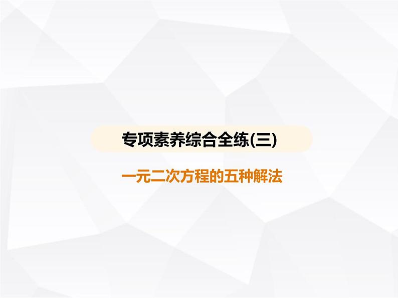 北师大版初中九年级数学上册专项素养综合练(三)一元二次方程的五种解法课件第1页