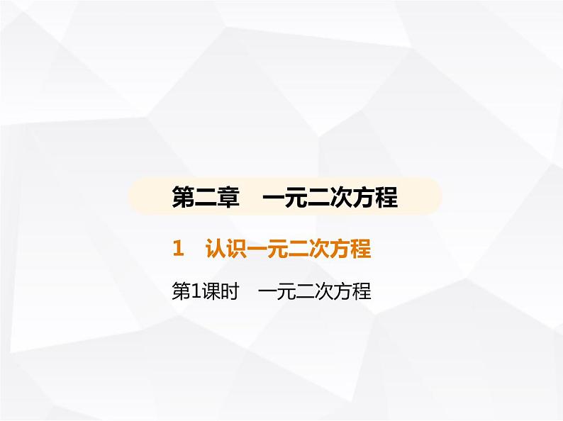 北师大版初中九年级数学上册第二章一元二次方程1认识一元二次方程第一课时一元二次方程课件第1页