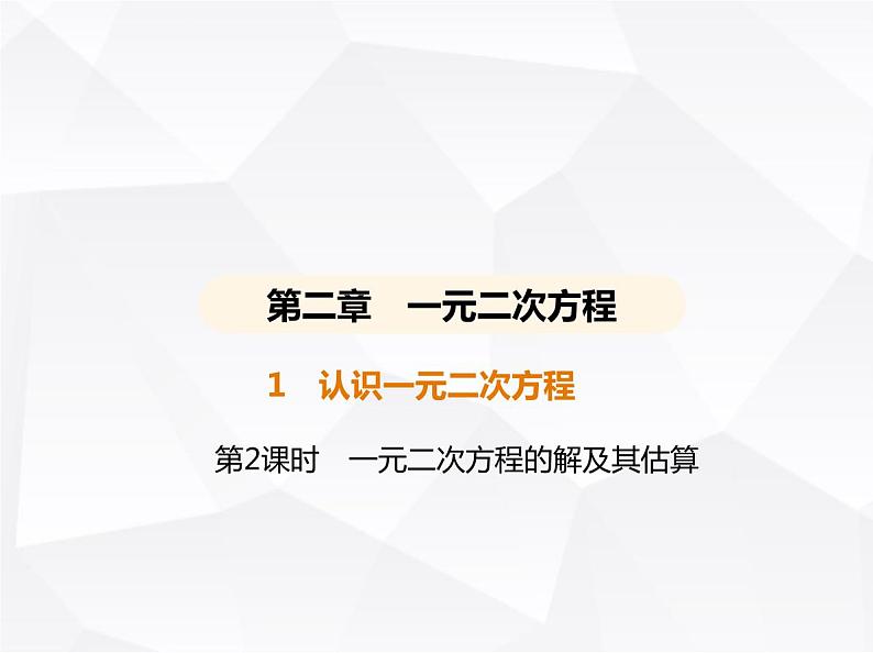 北师大版初中九年级数学上册第二章一元二次方程1认识一元二次方程第二课时一元二次方程的解及其估算课件第1页