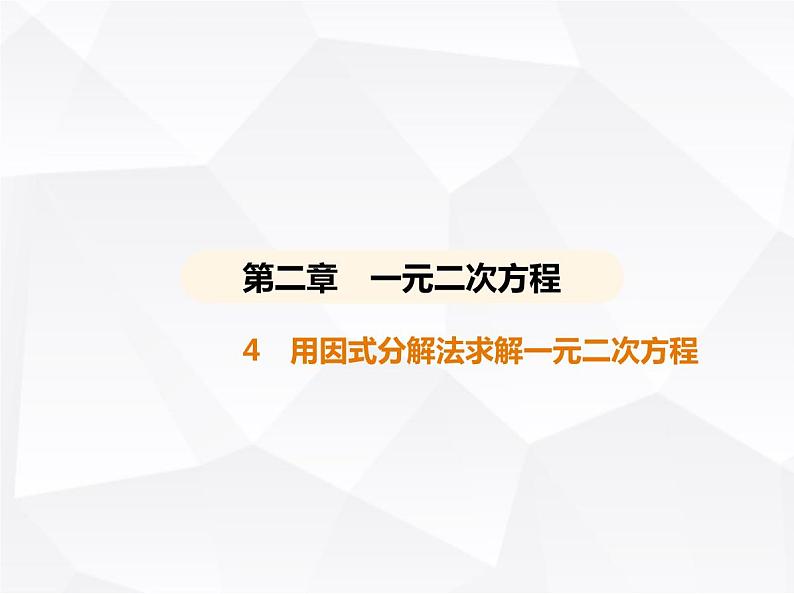 北师大版初中九年级数学上册第二章一元二次方程4用因式分解法求解一元二次方程课件第1页