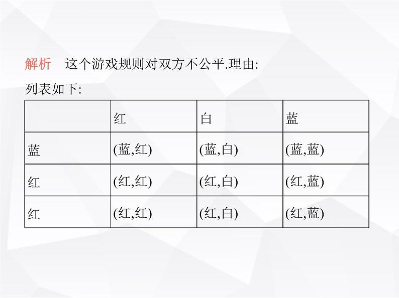 北师大版初中九年级数学上册第三章概率的进一步认识1用树状图或表格求概率第三课时利用概率玩“配紫色”游戏课件第6页