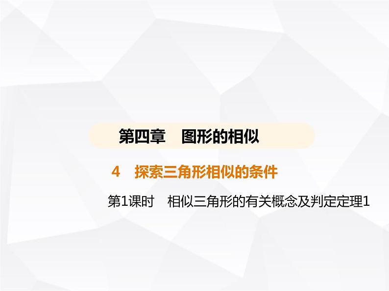 北师大版初中九年级数学上册第四章4探索三角形相似的条件第一课时相似三角形的有关概念及判定定理1课件第1页