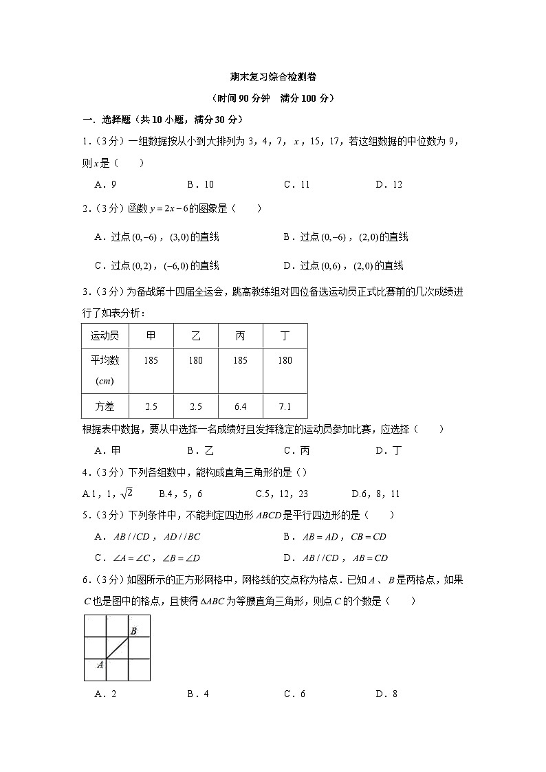 期末复习综合检测卷2023-2024学年人教版八年级数学下册第1页