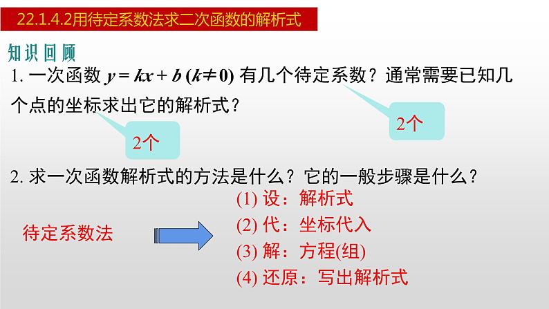 人教版九年级数学上册22.1.4.2 用待定系数法求二次函数的解析式（课件）03