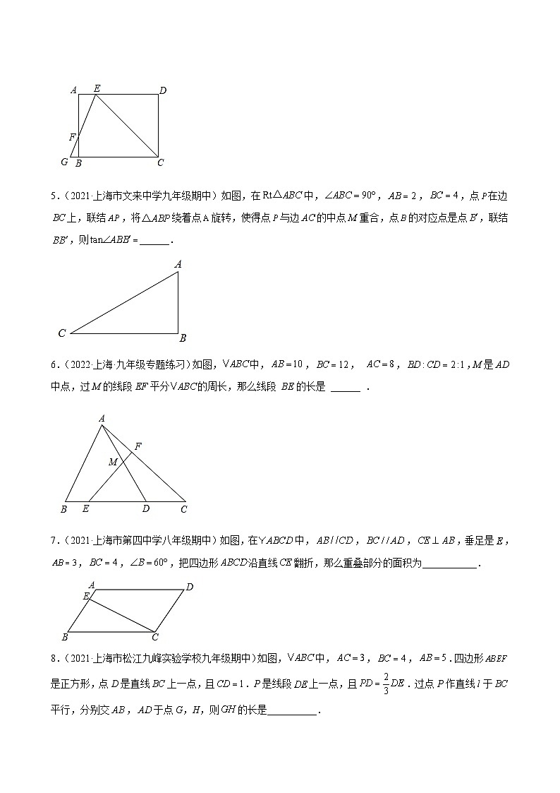 沪教版九年级数学上册期中期末挑战满分冲刺卷特训05期中选填压轴题(第24-25章)(原卷版+解析)02