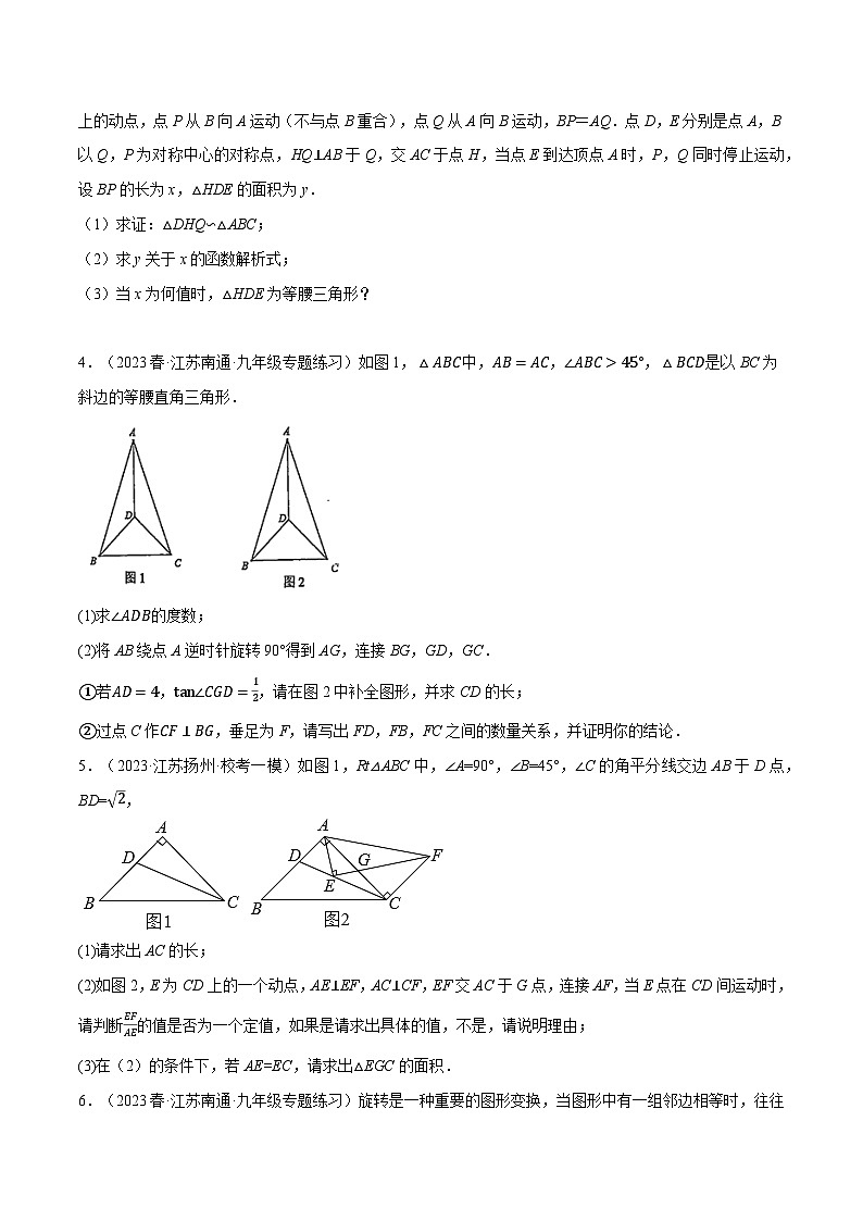中考数学大题高分秘籍【江苏专用】专题21以三角形为载体的几何压轴问题(最新模拟30题)(原卷版+解析)第2页