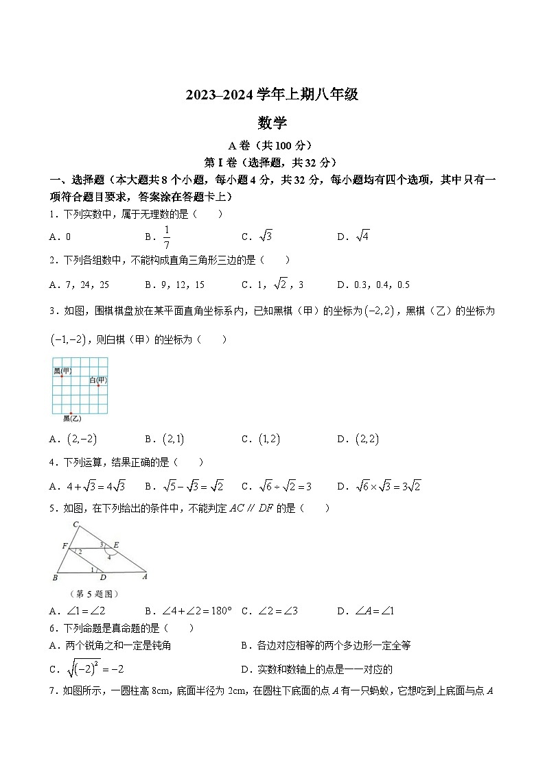 四川省成都市天府新区2023-2024学年八年级上学期期末考试数学试卷(含答案)第1页