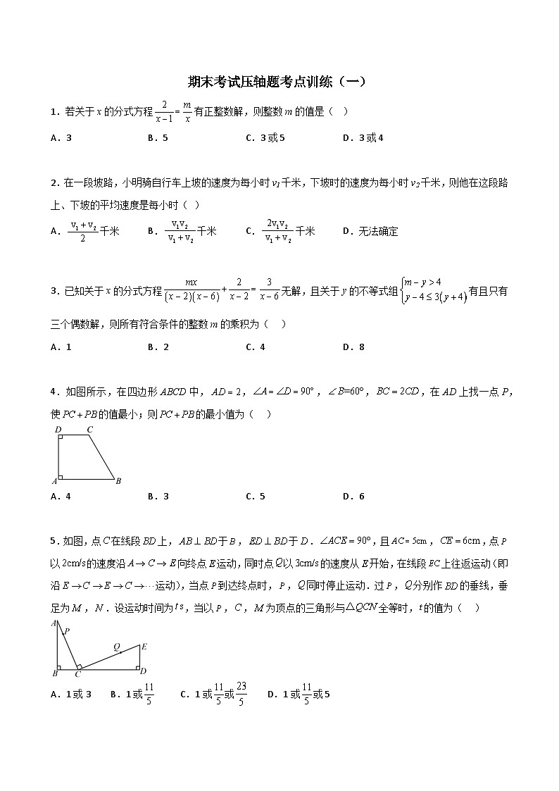 沪教版八年级数学下册期中期末满分冲刺卷期末考试压轴题考点训练(一)(原卷版+解析)第1页