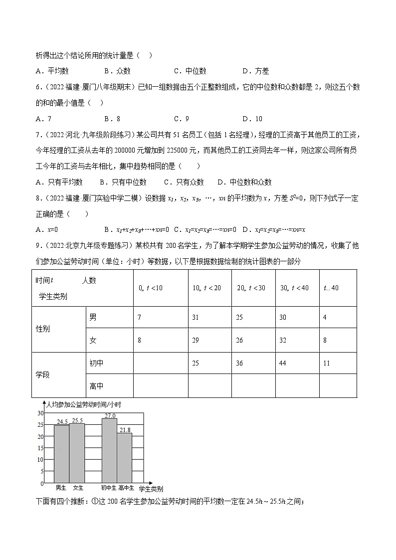 人教版八年级数学下册重难题型全归纳及技巧提升专项精练第二十章数据的分析章末检测卷(原卷版+解析)02
