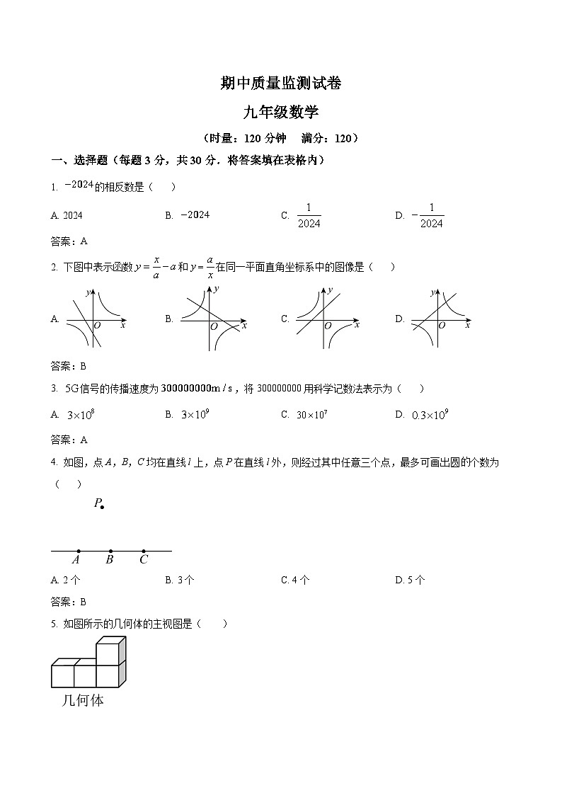 湖南省永州市宁远县2024届九年级下学期期中考试数学试卷(含解析)第1页