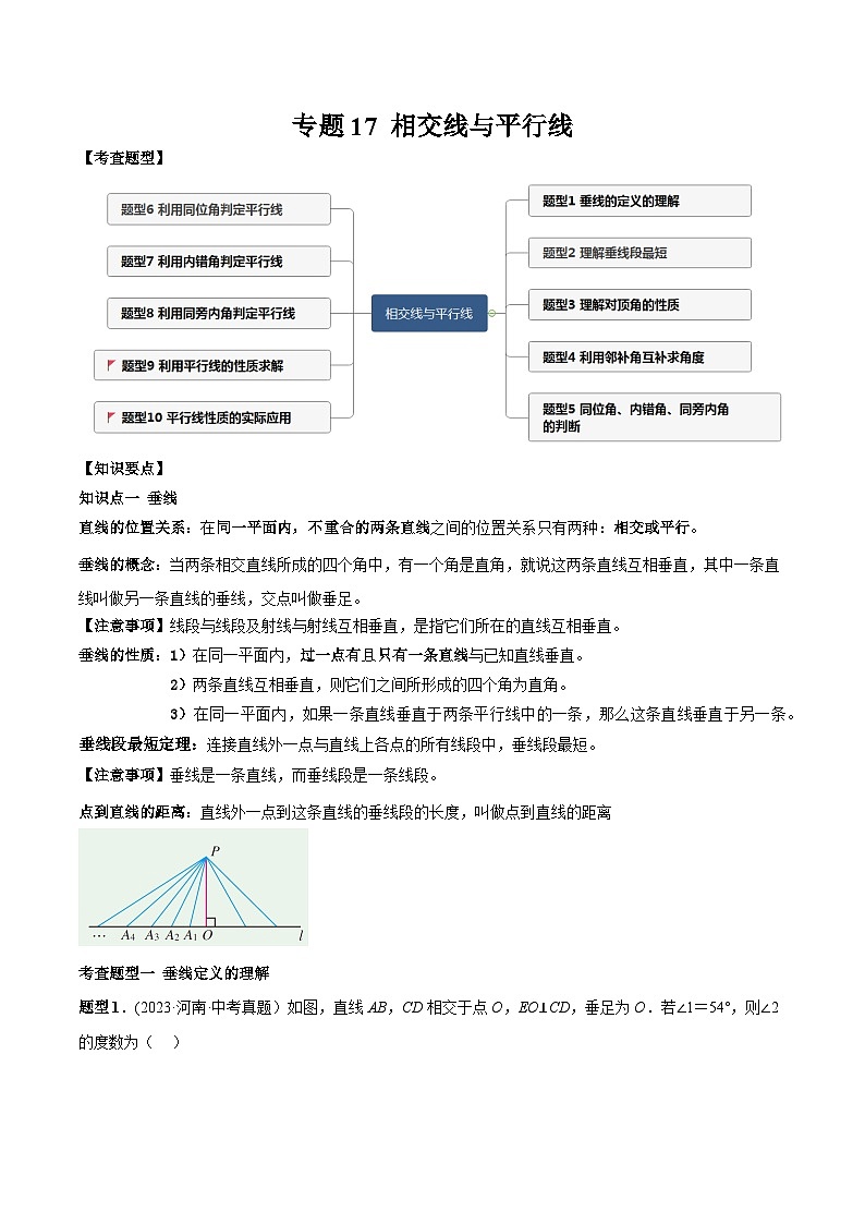 中考数学一轮复习满分突破(全国通用)专题17相交线与平行线(原卷版+解析)01