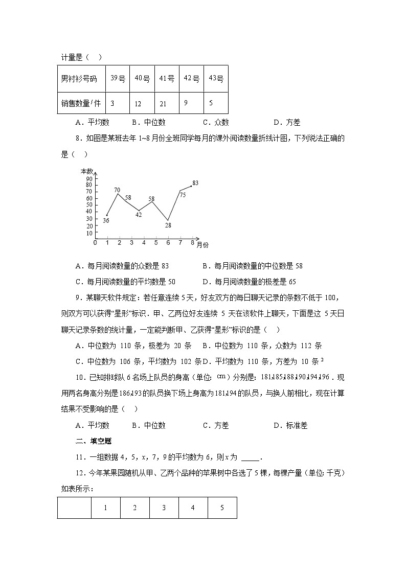 浙教版八年级数学下册基础知识专项讲练 专题3.3 数据分析初步（全章复习与巩固）（巩固篇）（含答案）02