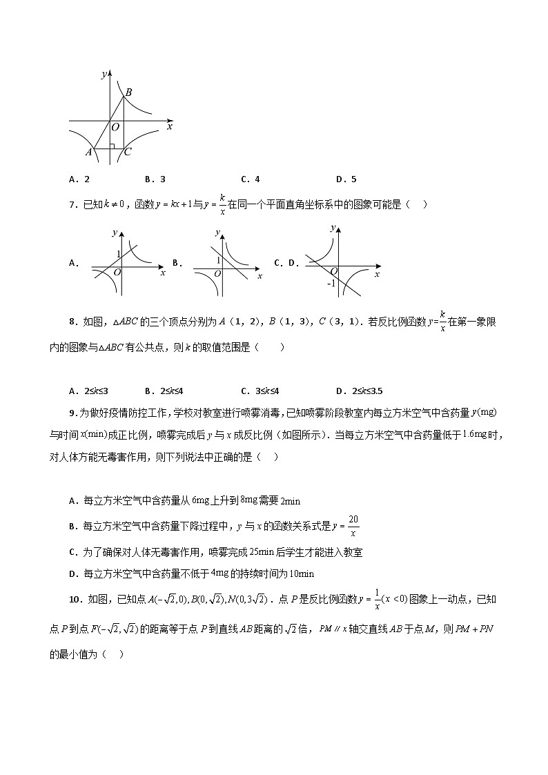 浙教版八年级数学下册基础知识专项讲练 专题6.40 反比例函数（全章复习与巩固）（巩固篇）（含答案）02