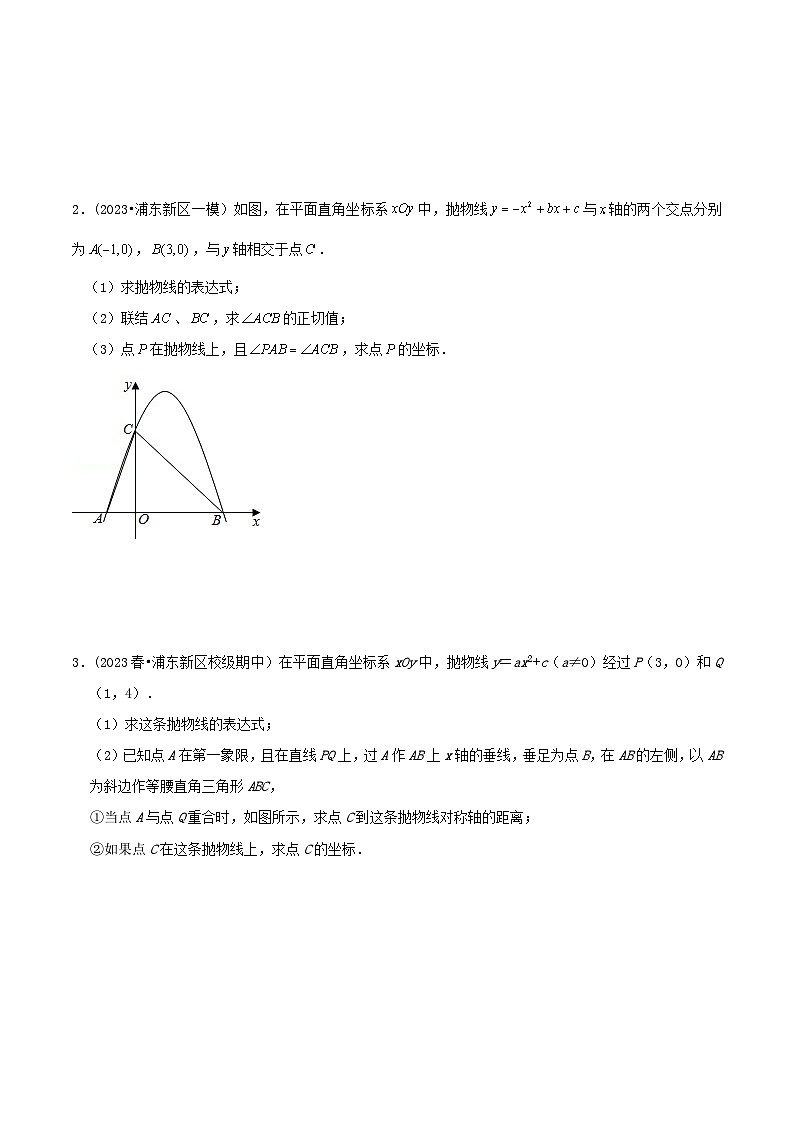 沪教版暑假新九年级数学考点讲与练第13讲二次函数中三角形的存在性(考点讲与练)(原卷版+解析)第3页