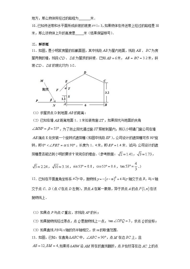 沪教版九年级上册数学专题训练专题10解直角三角形的实际应用重难点专练(原卷版+解析)第3页