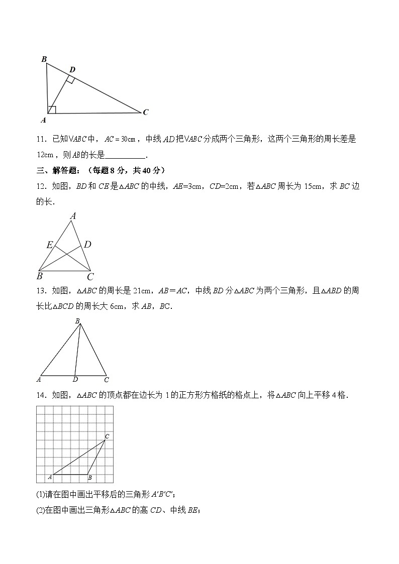 人教版数学八年级上册  11.1.2 三角形的高、中线与角平分线（课件含动画+教学设计+导学案+分层作业）03