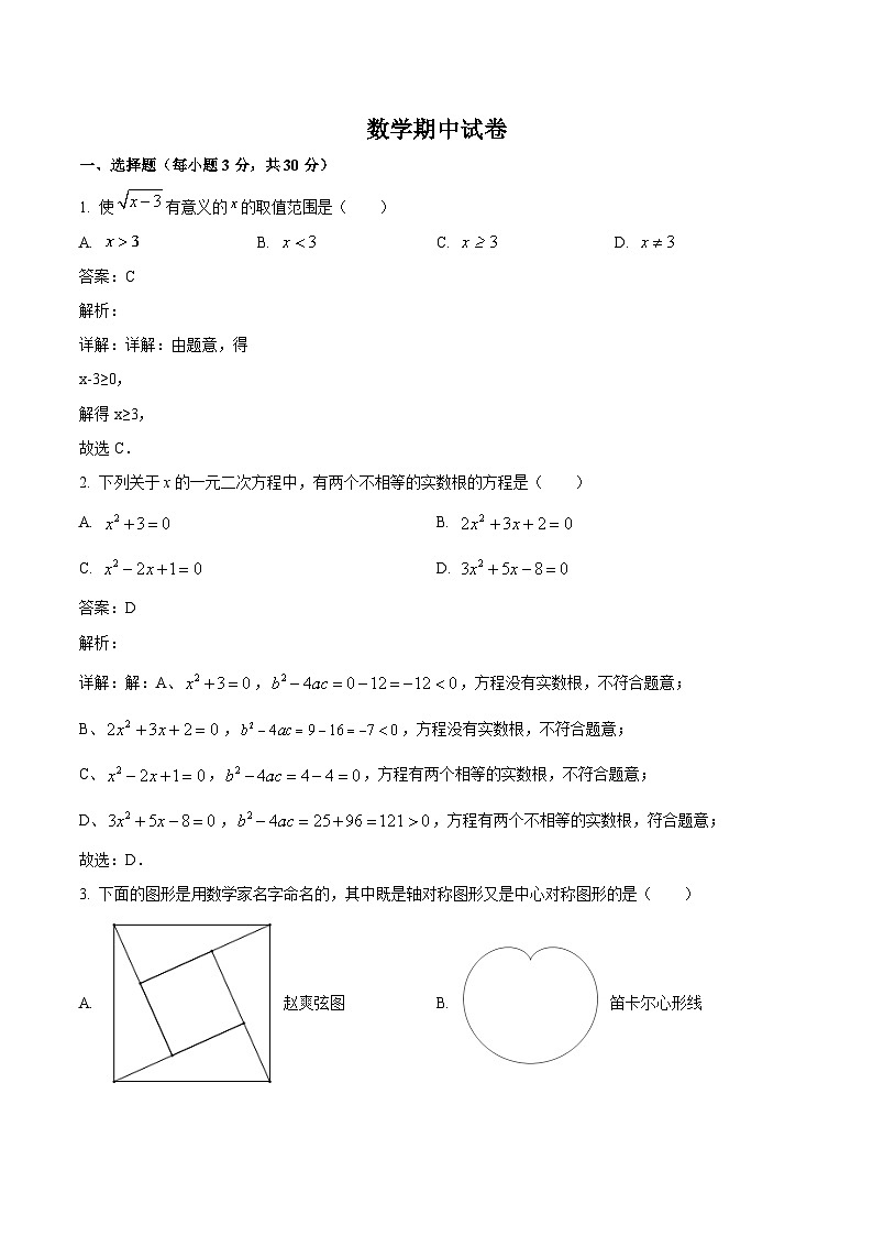 浙江省宁波市海曙区部分学校2023-2024学年八年级下学期期中考试数学试卷(含解析)01