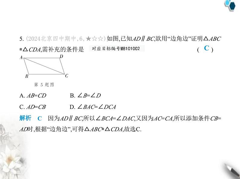 青岛版初中八年级数学上册第1章素养基础测试卷课件第6页