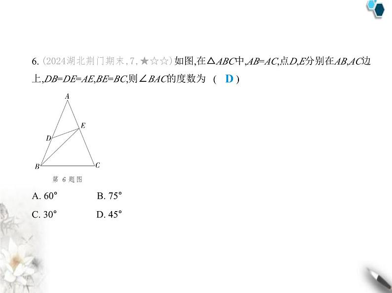 青岛版初中八年级数学上册期中素养综合测试卷(二)课件08