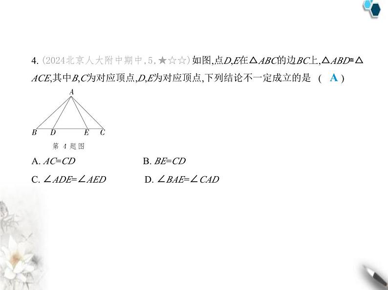 青岛版初中八年级数学上册期末素养综合测试卷(一)课件05