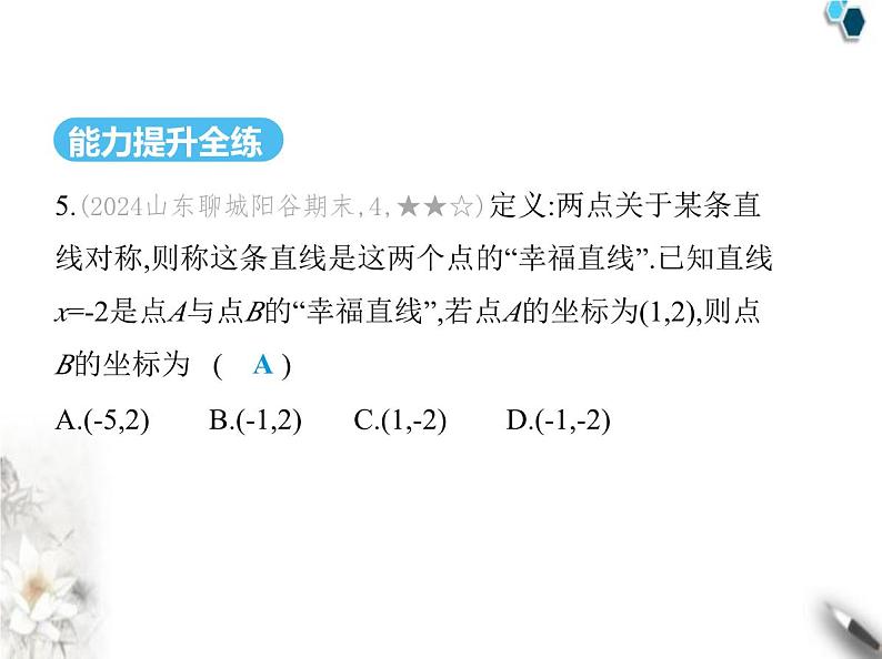 青岛版初中八年级数学上册2-2轴对称的基本性质第2课时轴对称及坐标变化课件第8页