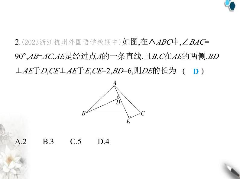 青岛版初中八年级数学上册专项素养综合练(一)与全等三角形相关的四大模型课件04