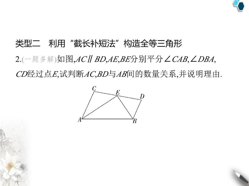 青岛版初中八年级数学上册专项素养综合练(二)构造全等三角形的四种方法课件05