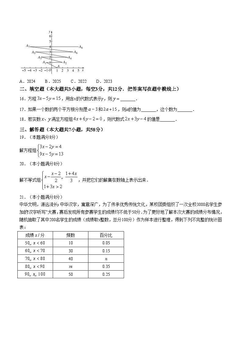 河北省张家口市宣化区2023-2024学年七年级下学期期末数学试题（人教版）第3页