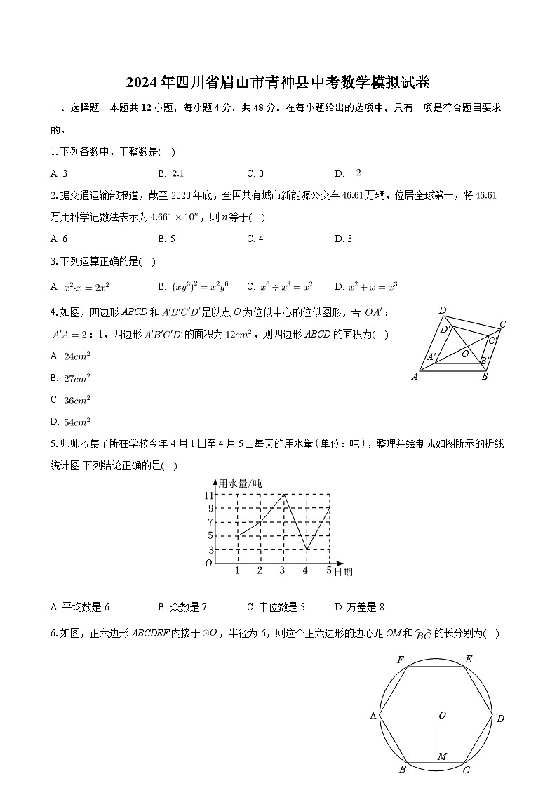 2024年四川省眉山市青神县中考数学模拟试卷+第1页