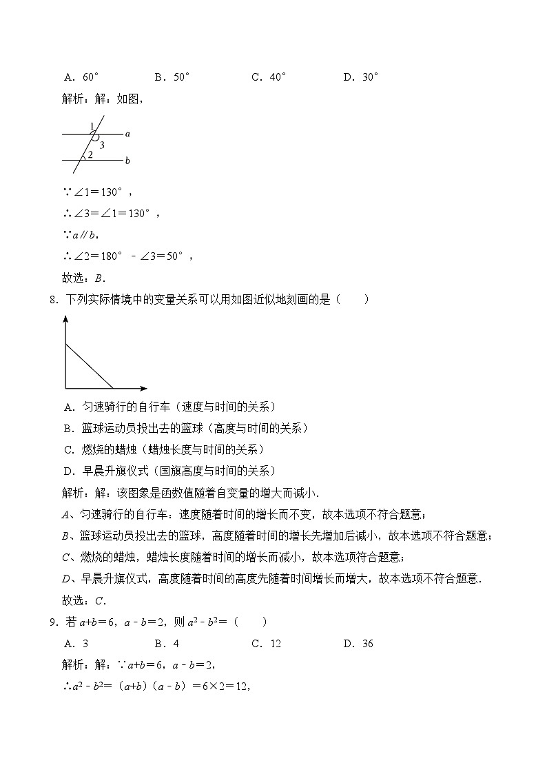 广东省梅州市五华县三校联考2023-2024学年七年级下学期期中教学质量反馈数学试卷(含解析)03