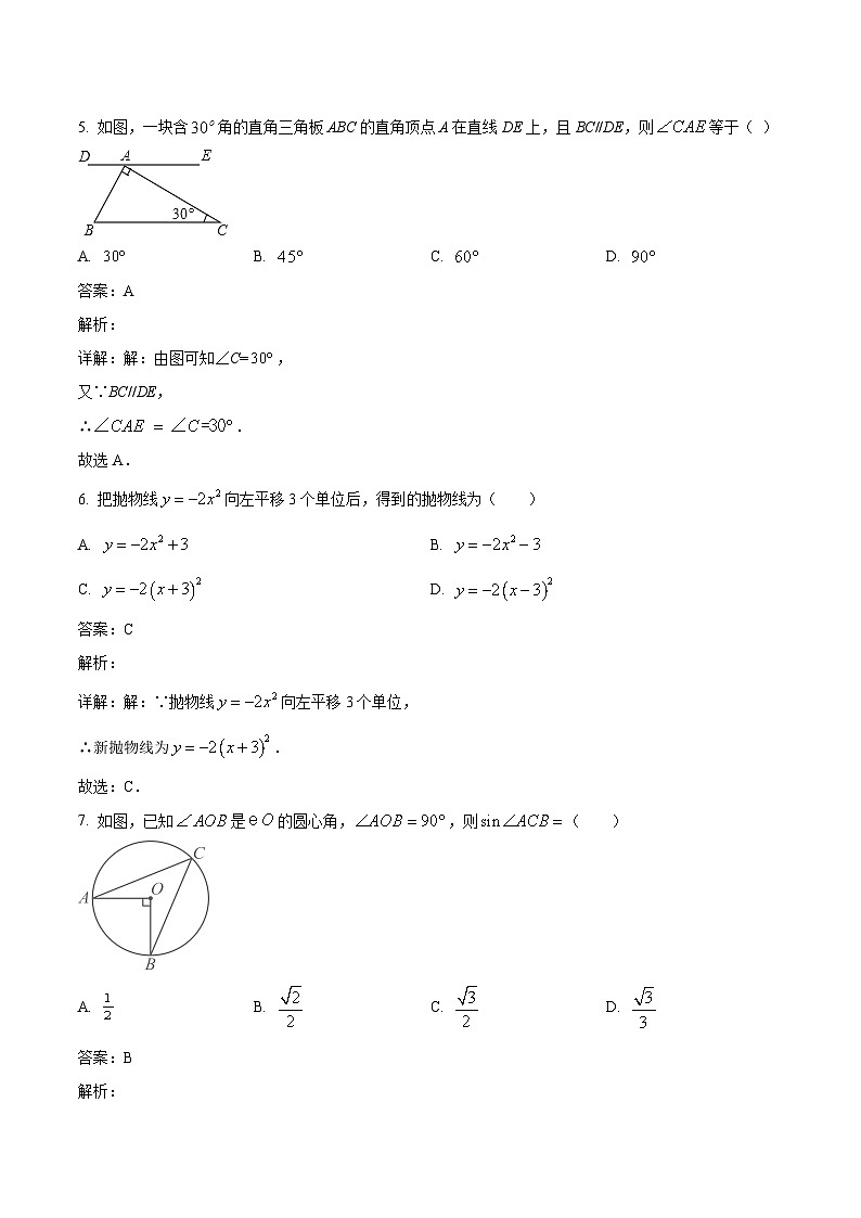 广东省汕尾市2024届九年级下学期中考二模数学试卷(含解析)第3页
