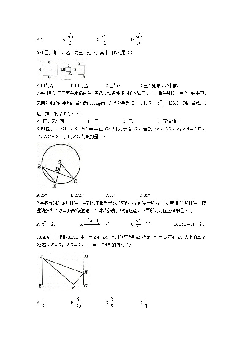 河北省保定市曲阳县2024届九年级上学期期末质量检测数学试卷(含答案)02