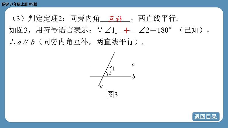 北师版八上数学7.3 平行线的判定（课件）第6页